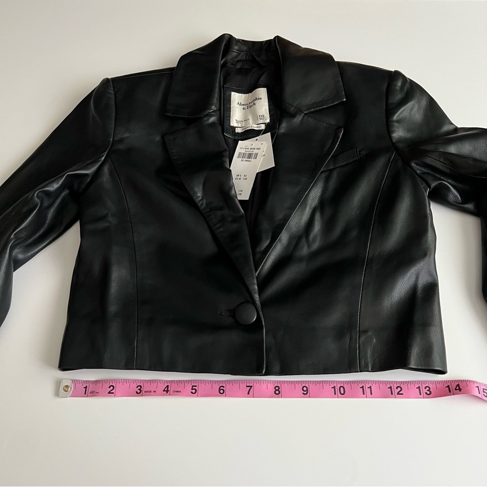 NWT Abercrombie & Fitch vegan leather cropped jacket, black, xxs - Picture 7 of 12